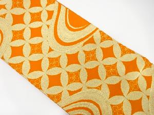 流水に花七宝模様織り出し袋帯